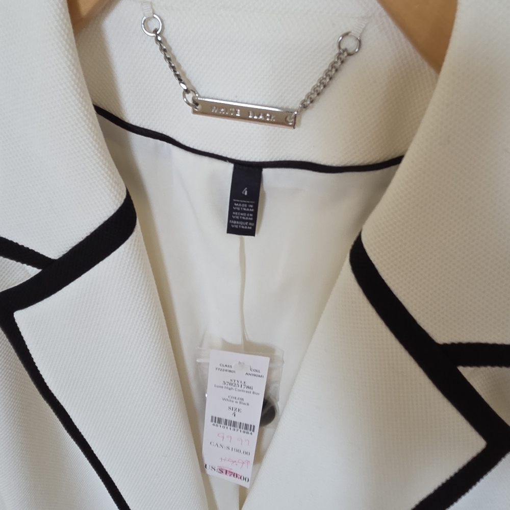 White House Black Market White Blazer with Black Trim